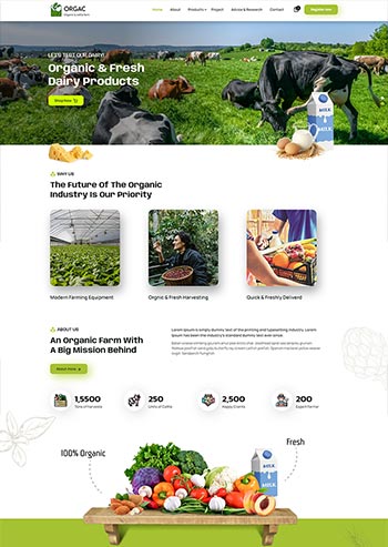 绿色有机农场果蔬基地前端静态html网站模板